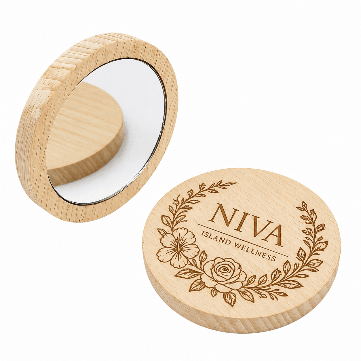 Engraved Wooden Mirror