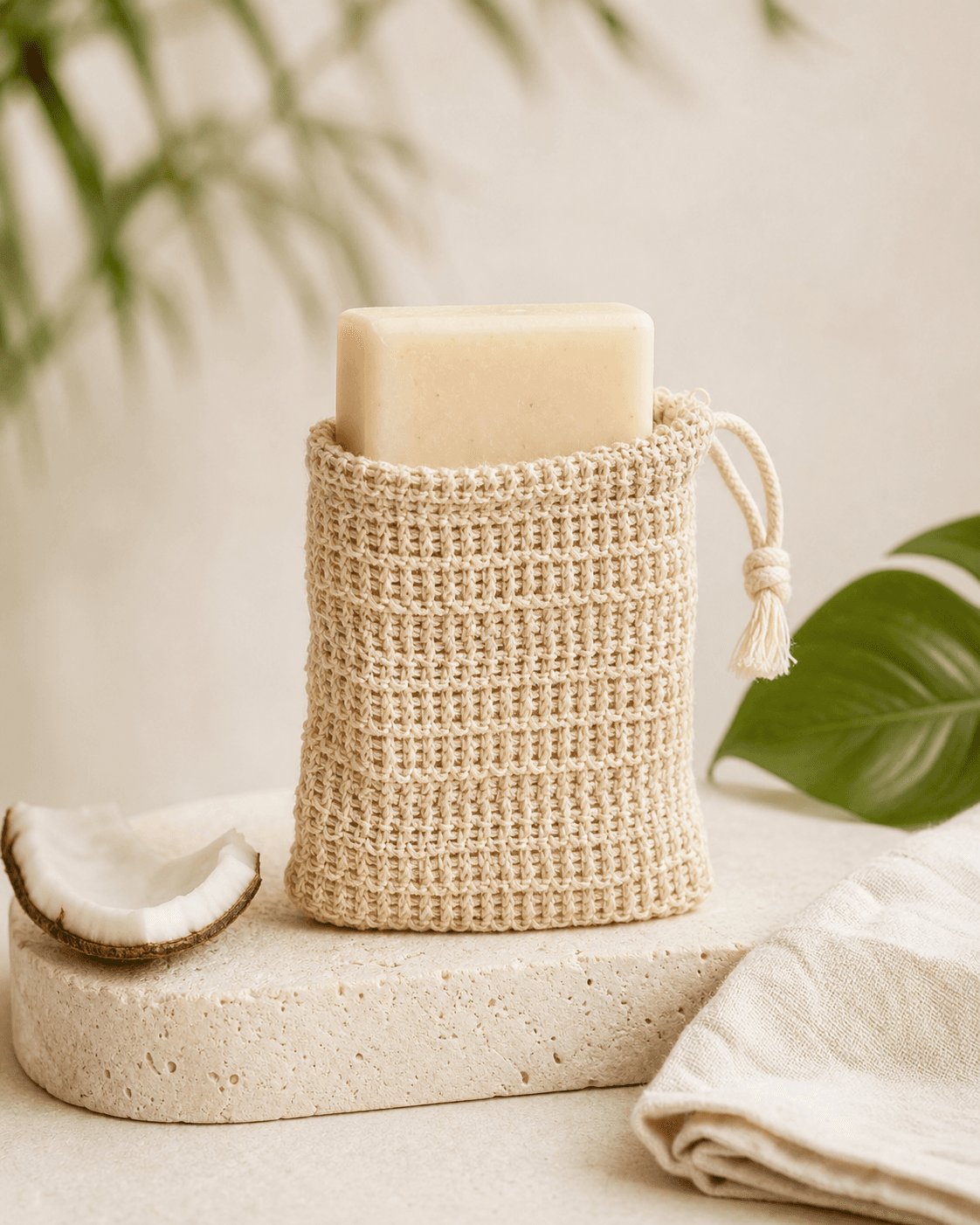 Natural Sisal Mesh Soap Pouch