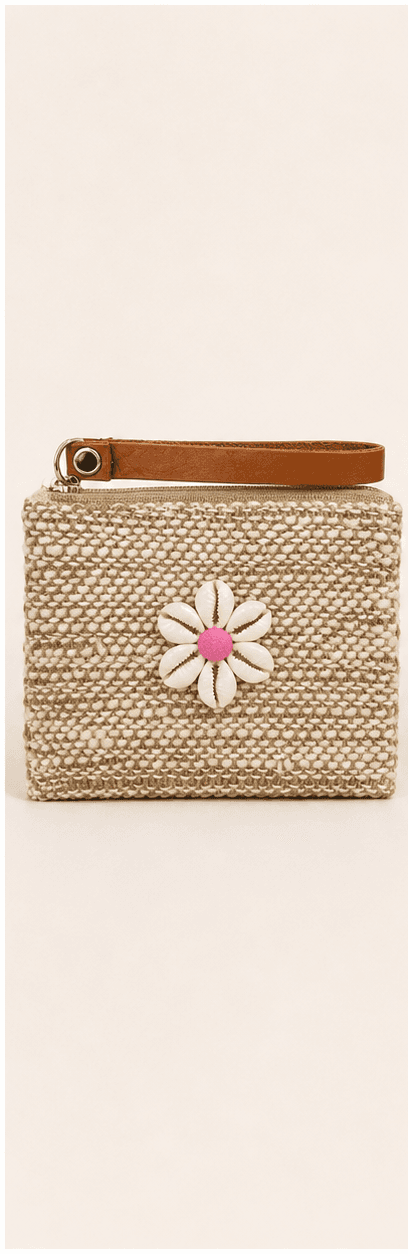 Pink Shell Flower Wristlet